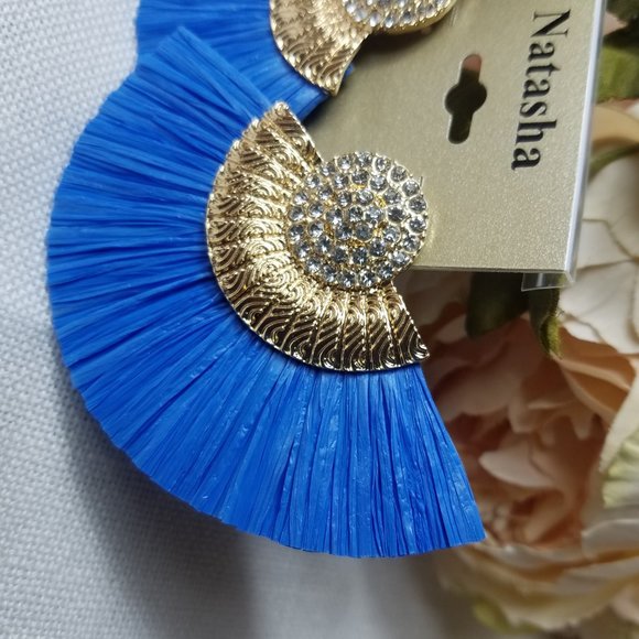 NEW Natasha teal statement  earrings - Picture 2 of 3